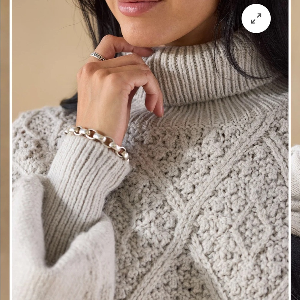 Sundance Cream/Grayish Textured Caroline Turtleneck Sweater - Picture 3 of 6